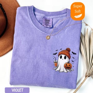 Comfort Colors® Сute Ghost Coffee Shirt, Сute Little Ghost Iced Coffee t-shirt, Boo Ghost Shirt, Ghost Coffee Shirt, Halloween Coffee Lovers