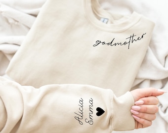 Custom Godmother Sweatshirt or Hoodie With Kid Names: Personalized Godmother Gift