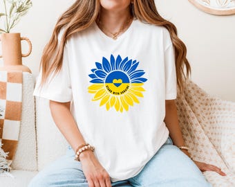 Sunflower Ukraine Shirt, Stand With Ukraine Tee, No War T-Shirt, Pray for Ukraine, Proud Ukrainian Tee, Ukraine Trident, Zelensky Support