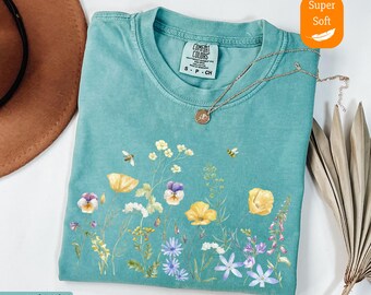 Comfort Colors® Wildflower Shirt, Floral Cottagecore Shirt, Botanical Shirt, Flower Shirt, Nature Shirt, Wildflower Tshirt,Wild Flower Shirt