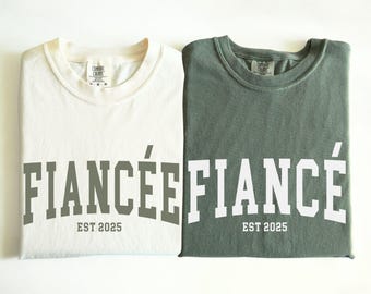 Comfort Colors® Custom Fiance and Fiancee Shirt, Personalized Engagement T-shirt, Future Mr. and Mrs., Engagement Gift, Gift for Fiancee