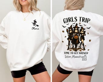 Halloween Girls Trip Sweatshirt, Time to Get Wicked Sweatshirt, Custom Girls Vacation Tee, Custom Girls Trip, Vintage Halloween Weekend Trip