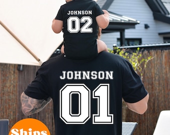Matching Dad and Baby Shirts, Custom Name and Number Jersey Tee, Father Son Matching Outfits, Personalized Family Shirts, Brothers Shirts