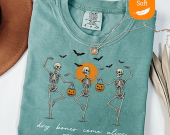 Comfort Colors® Christian Halloween Shirt, Dancing Skeleton Dry Bones Come Alive, Fall Jesus Shirts, Bible Verse Shirt Scripture Shirt Faith