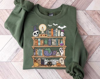 Retro Ghost Reading Books Sweatshirt, Librarian Ghost Halloween, Halloween Teacher Sweatshirt, Halloween Shirt, Teacher Gift, Boo School