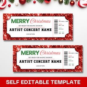 Weihnachtskonzert Fake Ticket, Überraschungsgeschenk Gutschein, Überraschung Konzert Show druckbare Vorlage, druckbare Vorlage Überraschung Geschenkidee