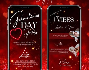 Editable Galentines day invitation Template, Galentines party invite, Itinerary valentines day party, Friend valentines day party, PMS0226