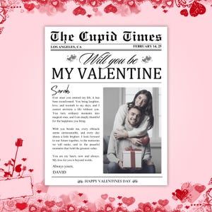 Valentinstag Zeitung Vorlage, wollen Sie mein Valentinstag, Amor Valentinstag Zeitung, Valentinstag Karte, Geschenk zum Valentinstag