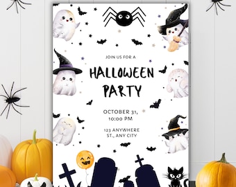 Invito modificabile per festa di Halloween a tema fantasma, invito per festa di Halloween, invito di Halloween, invito di compleanno, festa in maschera, PMS0145