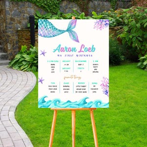 Editable Mermaid Birthday Milestone Sign, Under The Sea Birthday Chalkboard Sign, Mermaid Birthday Decorations, Under the Sea Party Decor