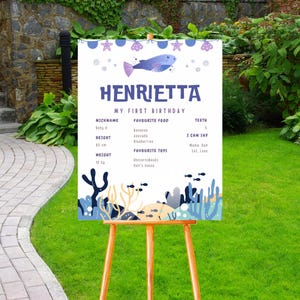BEWERKBAAR Under The Sea First Birthday Milestone Board, Under The Sea mijlpaal fotoposter, Ocean Party mijlpaalbord, zeedieren, canvas