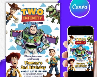 Toy Story Invitation birthday Template, Toy Story Birthday Party Invite, Digital Invitation, Kids Invite, Woody, Buzz Lightyear, PMS0042