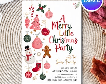 Editable Christmas Party Invitation, Christmas Invitation, Christmas Birthday Invite, Holiday Party Invitation, Christmas Party, PMS0131