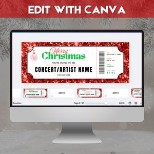 surprise concert, concert ticket gift, concert ticket, christmas ticket, christmas voucher, event ticket, gift voucher, editable ticket, printable ticket, ticket template, christmas gift, editable template, instant download
