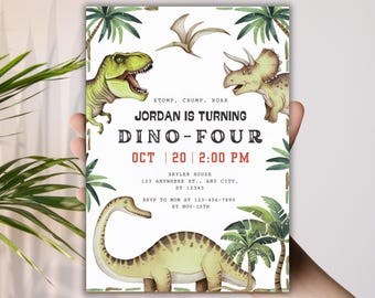 Editable Dinosaur Birthday Party Invitation Template, Dinosaur Birthday Invitation, Dinosaur Invitation, Dinosaur Party Invitation, PMS0017