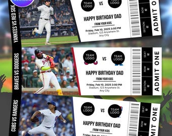 Editable Baseball Ticket Template, Custom Baseball Surprise Ticket Gift, Sport Ticket Canva digital template, Download or Print
