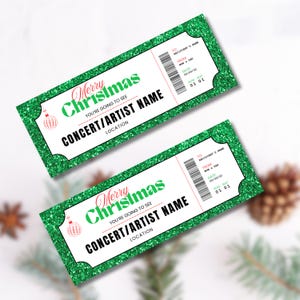 surprise concert, concert ticket gift, concert ticket, christmas ticket, christmas voucher, event ticket, gift voucher, editable ticket, printable ticket, ticket template, christmas gift, editable template, instant download