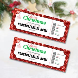 surprise concert, concert ticket gift, concert ticket, christmas ticket, christmas voucher, event ticket, gift voucher, editable ticket, printable ticket, ticket template, christmas gift, editable template, instant download