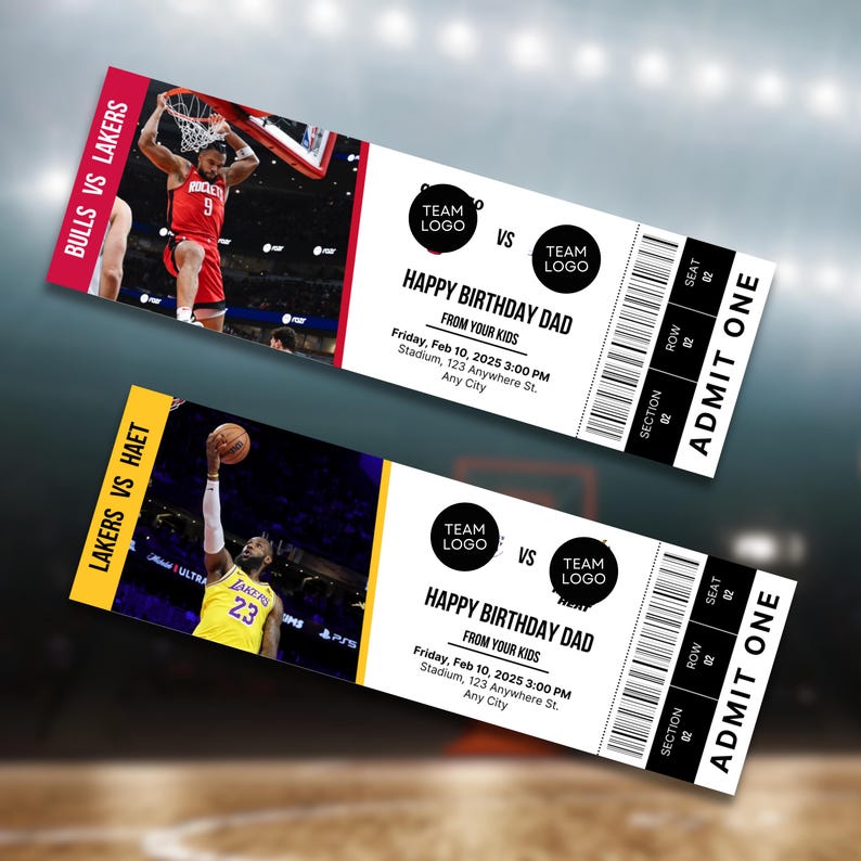 Nba Ticket Example Custom Basketball Tickets, NBA Tickets, Basketball Surprise Ticket ...