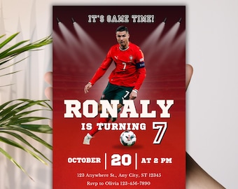 Cristiano Ronaldo Birthday Invitation, Editable Soccer Invitation, Printable Football Template, Instant Download, Boys Sports Theme, PMS0065
