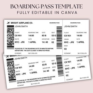 Druckbares Bordkartengeschenk, bearbeitbare Bordkartenvorlage, Flugticket, Überraschungsgeschenk, Urlaubsüberraschungsgeschenk, Reisegedenkgeschenk
