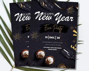 Editable New Years Eve Party Invitation, 2026 New Year’s Party Invite, New Years Eve Evite, Instant Download - PMS0255