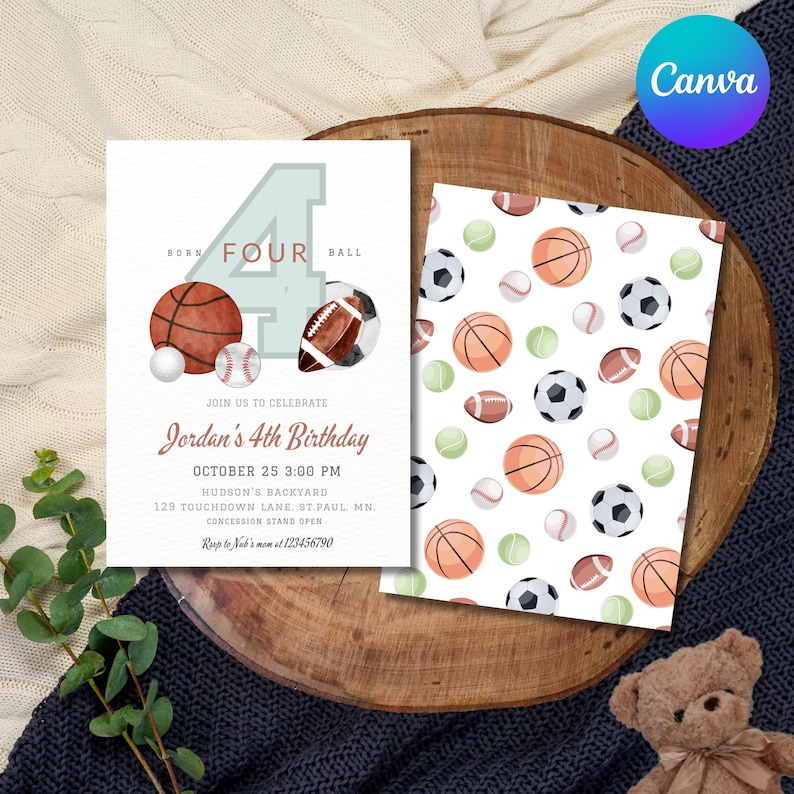 boy sports invite, soccer party invite, sports theme invite, all star invitation, sports party invite, baseball party, basketball birthday, sports invitation, editable invitation, football party, sports birthday, boy fourth birthday, boy 4th birthday