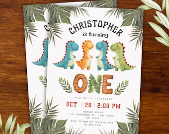 Editable Dinosaur Birthday Party Invitation Template, Dinosaur Birthday Invitation, Dinosaur Invitation, Dinosaur Party Invitation, PMS0014