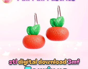 Tangerine Earrings STL File: 3D Print Model (Digital Download)