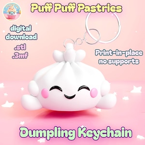 Kawaii Dumpling Keychain STL File: Asian Food 3D Printing File, Digital Download