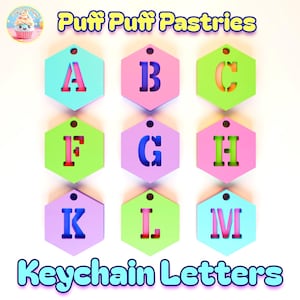 Hexagonal Keychain with letter, Alphabet Keychain Tags 3D printing STL File Instant Digital Download 3d Printer Files