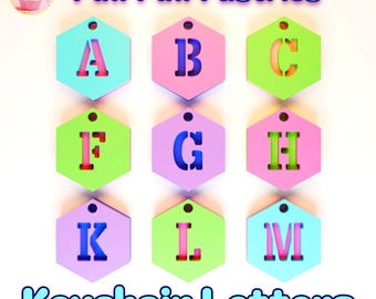 Hexagon Letter Keychain STL File: 3D Printing Alphabet Tags (Digital Download)