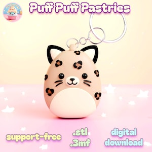 Kawaii Leopard Keychain STL File - 3D Print File - Bag Charm - Digital Download