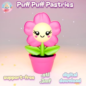 Kawaii 3D-bloempot STL-bestand: Valentijnsdagcadeau (digitale download)