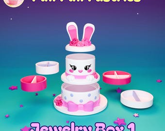 Kawaii Bunny Jewelry Box STL File: 3D Printing Model Digital Download