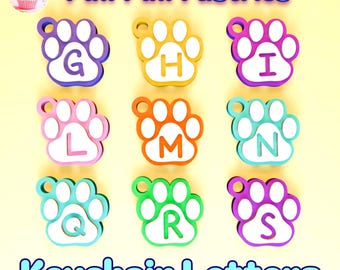 Paw Keychain Letters 3d Printing File STL 3mf Digital Download Paw Print in Place
