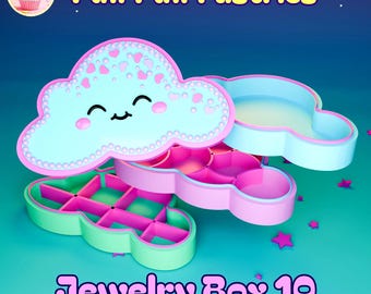 3D Printed Cloud Jewelry Box STL File: Kawaii Organizer (Digital Download)
