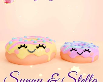 Kawaii Donut STL-fil: 3D-utskrift av dockhuskonstleksak (digital nedladdning)