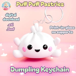 Kawaii Dumpling Keychain STL File: Xiao Long Bao 3D Printing File, Digital Download