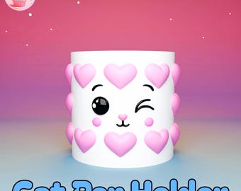 STL porte-stylo coeur kawaii, fichier d'impression 3D (téléchargement numérique)