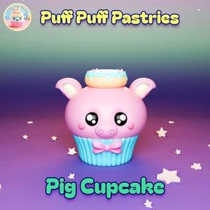 Kawaii Pig Cupcake STL File: 3D Print Dollhouse Art Toy (Digital Download)