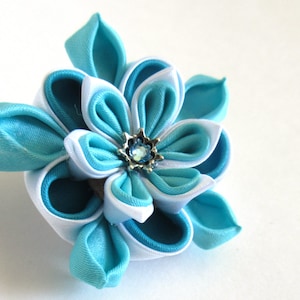 Aqua Layered Flower Brooch - &#39;You&#39;