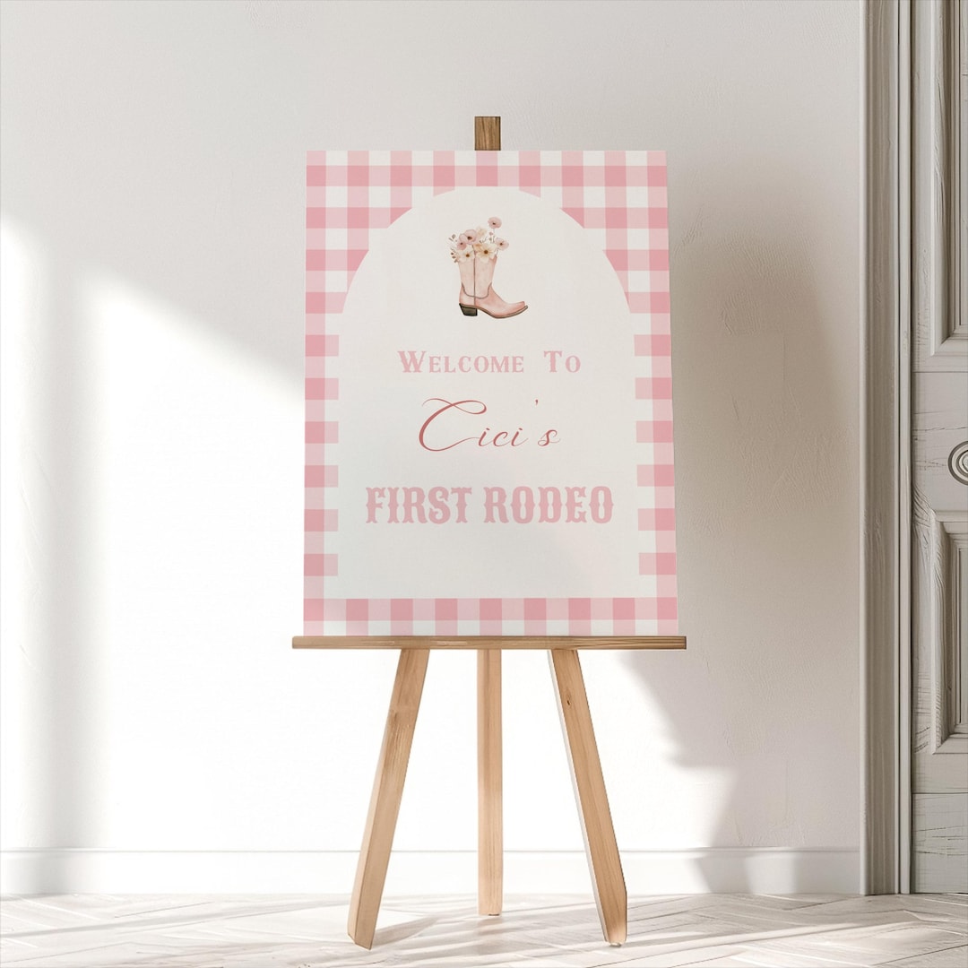 Editable First Rodeo Welcome Sign: Pink Cowgirl Birthday (digital ...