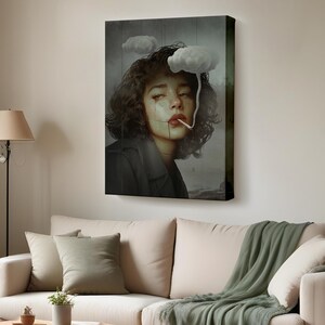 Surreal Artworks Cloud And Smoke Canvas Painting, Housewarming Gift, Surreal Canvas Wall Art, Large Wall Art, Surreal Modern Wall Decor