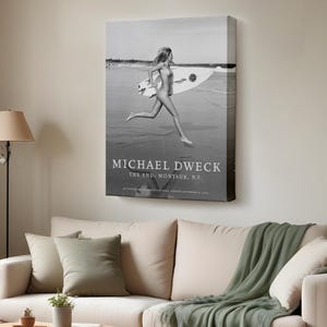 Naked Surfer Woman Canvas Painting, Nü Canvas Print, Housewarming Gifts, Large Wall Art, Framed Canvas Wall Art, Nü Canvas Wall Art