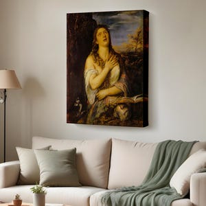 Titian Tiziano Vecellio&#39;S The Penitent Magdalene Canvas Painting, Large Wall Art, Religious Canvas Print, Religious Canvas Wall Art