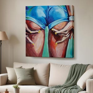 Woman&#39;S Bottom Print, Colorful Sexy Woman Canvas Print, Nü Canvas Print, Large Wall Art, Housewarming Gifts, Nü Canvas Wall Art