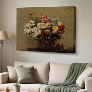 Colorful Flowers İn A Vase Wall Art, Flower Modern Wall Decor, Flower Canvas Wall Art, Housewarming Gifts, Flower Canvas Print