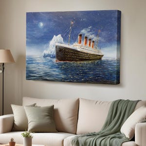 Titanic Night View Wall Art, Housewarming Gifts,  Modern Canvas Wall Decor,  Canvas Wall Art,  Canvas Room Decor,  Home Decor Canvas