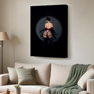 Naked Sexy Woman Vintage Lingerie Bedroom Wall Painting, Housewarming Gifts, Nü Canvas Print, Nü Canvas Wall Art, Framed Canvas Wall Art